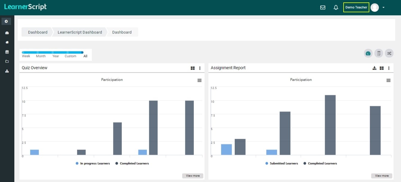 Teacher dashboard